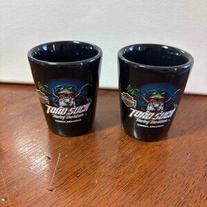 Set of 2 Harley-Davidson "Toad Suck" Conway, Arkansas Shot Glasses